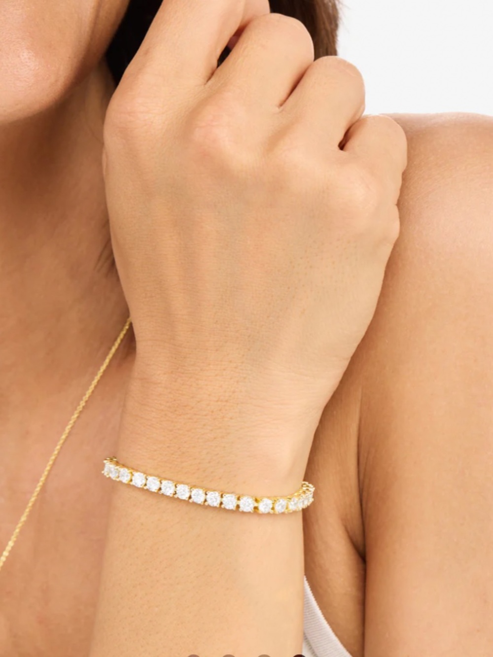 Melinda Maria Grand Heiress Tennis Bracelet 6" Gold/White Diamondettes
